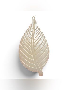 Vintage  Leaf French Hair Clip Barrette, Pearl White, Deadstock, Large 2.75”